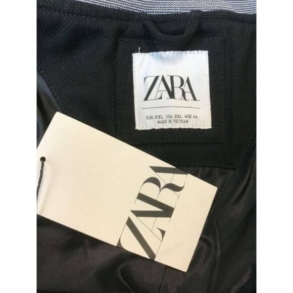 ZARA Coat Extra Extra Large XXL Black Crew Long Sleeve Zip Pockets Mens New B31 - Picture 4 of 6